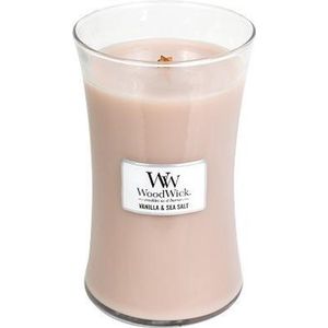 Woodwick Hourglass Large Geurkaars - Vanilla & Sea Salt