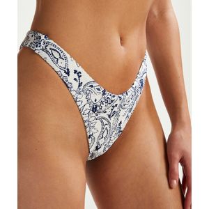 Hunkemöller Dames Badmode Hoog uitgesneden brazilian bikinibroekje Paisley - Wit - maat XS