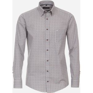 CASA MODA Sport casual fit overhemd - mouwlengte 72 cm - popeline - blauw met wit en oranje dessin - Strijkvriendelijk - Boordmaat: 39 - 40