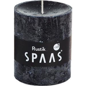 SPAAS - Rustieke geurloze Cilinderkaars hoogte 8cm, ± 30 uur - Zwart- Cilinderkaars