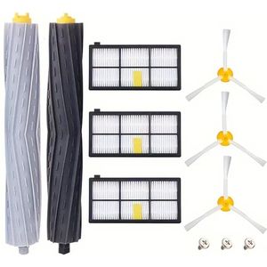 iRobot Roomba Accessoires Set – Compatibel met Serie 800 t/m 980 – 2 Rubber Hoofdrollen – 3 Zijborstels – 3 HEPA Filters – Complete Vervangingsset – Geschikt voor Roomba 860 865 870 880 960 966 980 – Onderhoudsset Robotstofzuiger