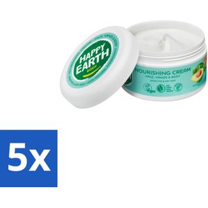 Happy Earth – Voedende Crème – 100% Natuurlijk – 200 ml - Bulkverpakking - 5 stuks