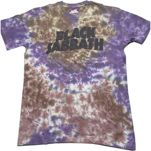 Black Sabbath - Wavy Logo Heren T-shirt - L - Paars/Bruin