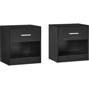Set van 2 Nachttafels met Lade en Open Vak - Modern Design voor Slaapkamer en Woonkamer