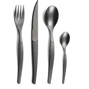 Jet - Vintage PVD - Bestekset - Zwart - Set van 16 voor vier personen