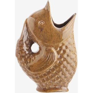 Madam Stoltz - Stoneware Vis Vaas - Oranjebruin - Waterkaraf