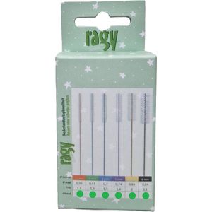 Ragy proefpakket - 2 x 6 stuks Interdentale Ragers - maat 2½mm - 3mm - 4mm - 5mm - 6½mm - 8 mm- plasticvrije verpakking