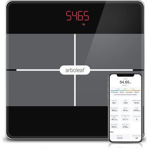 Digitale Personenweegschaal met App en Lichaamsanalyse - 180 kg Capaciteit, Bluetooth, BMI, Lichaamsvet, Spiermassa
