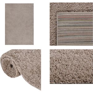 vidaXL Vloerkleed shaggy hoogpolig 160x230 cm beige - Vloerkleed - Vloerkleden - Kleed - Tapijt