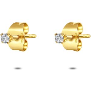 Twice As Nice Oorbellen in goudkleurig edelstaal, zirkonia 3 mm