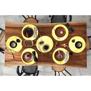 Ronde placemats - Onderlegger - Placemats rond - Geel - Patronen - Marmer print - Verf - 8 stuks