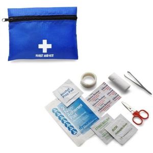 EHBO Kit - Mini First Aid Kit Blauw - Verbandtrommel - EHBO Set - First Aid Kit - Pleisters - Verband - Schaar - Desinfectie Doekje - Noodpakket