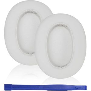 Allecto Plus - Vervangende oorkussens voor draadloze hoofdtelefoon, proteïneleer en geluidsisolerend schuim (wit) - Comfortabele oorbeschermers.