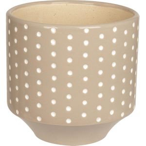 Pt, Plant pot Dots warm grey carved - Vaas - Grijs