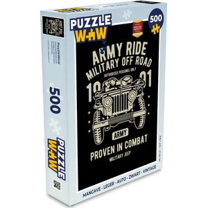 Puzzel Mancave - Leger - Auto - Zwart - Vintage - Legpuzzel - Puzzel 500 stukjes
