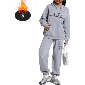 Nivard Joggingpak - Huispak - Volwassenen - Trainingspak - Comfortabel - Joggingsbroek - Tracksuit - Dames - Winter - Lichtgrijs - S