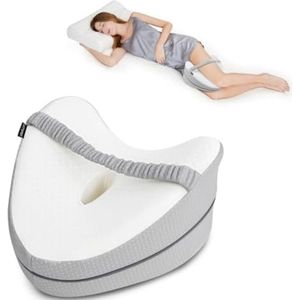 Verkoelend orthopedisch kniekussen voor zijslapers, traagschuim, pijnverlichting voor ischias, onderrug, heupen en gewrichten, Grijs