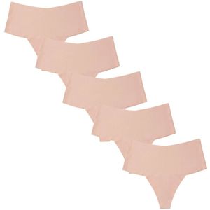 Emilie collection - ondergoed - string - hoge taille - 5 stuks - beige