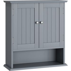 Badkamerkast, badkamerkast wandplank met 2 deuren en open planken, toilet wandplank, badkamer medicijnkastje