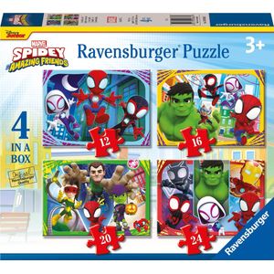 Ravensburger Spidey and his Amazing Friends 4in1box puzzel - 12+16+20+24 stukjes - kinderpuzzel