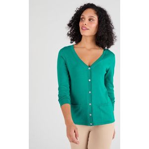 Damart - Cardigan met knopen, fijn tricot - Groen - XS