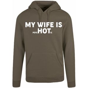 7311 - Hoodie - My wife is...-Olive-S