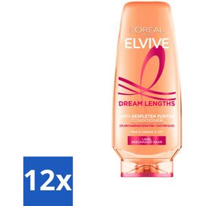12 x L'Oréal Elvive Dream Lengths Conditioner 200 ml - Haar Conditioner - Lang Haar - Beschadigd Haar - Haarverzorging - Castorolie