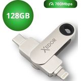 Xedor® Flex - USB Stick - 128 GB - 760Mbps - Lightning en USB C - iPhone en Android