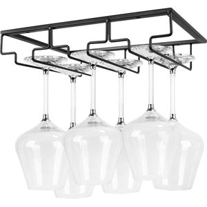 Wijnglashouder, metalen wijnglashouder, rek, hangend wijnglasrek met 3 rijen houder, houdt 6-9 wijnglazen voor familie, restaurant, hotel bar