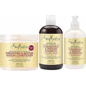 Shea Moisture Jamaican Black Castor Oil – Shampoo Conditioner & Leave-In Conditioner – Strengthen Grow & Restore - Set of 3