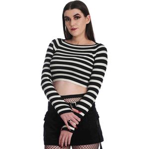 Banned - Frances Striped Gebreide trui - S - Wit/Zwart