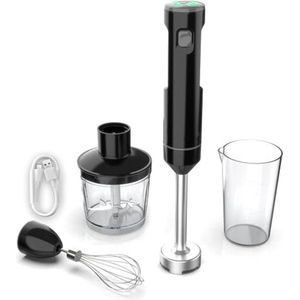 DailySupplies® Staafmixer Set - Hakmolen - Groentesnijder - Soepmaker - Draadloos - Zwart