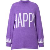 Angel of Style - Dames - Trui HAPPY-statement lange ballonmouwen - Seringpaars - Maat 42+