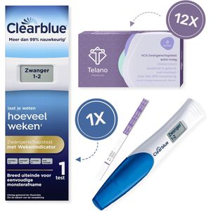 Telano Zwangerschapstesten 10 stuks Extra Vroeg + 1x Clearblue Zwangerschapstest met Wekenindicator - Set