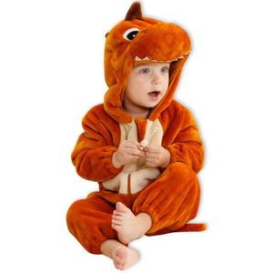 Dinosaurus Bruin Kleuter Verkleedpak – Peuter Dieren Kostuum – Onesie Kinderen 2-4 Jaar – Flanel – Voor Carnaval, Sinterklaas Cadeau – Jongen & Meisjes – Pyjama of Boxpak – Kruippak – Perfect Cadeau voor Kerstmis – Comfortabel & Zacht - Groen