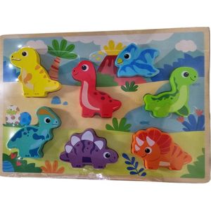 Houten legpuzzel met dinosaurussen 8 delig