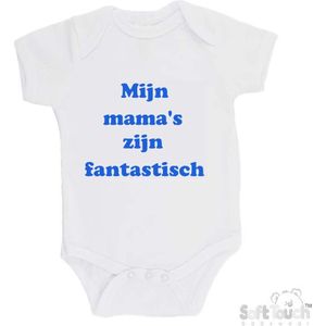 100@ katoenen Romper ""Mijn mama's zijn fantastisch"" Jongens Katoen Wit/blauw Maat 56/62