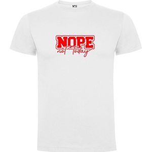 Wit T-Shirt met “Nope Not Today / Nee Vandaag niet“ Afbeelding Rood Maat 3XL
