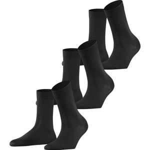 FALKE Cotton Touch 3-Pack business & casual Katoen sokken dames zwart - Maat 35-38
