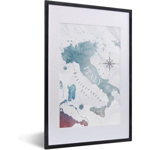 Fotolijst incl. Poster - Wereldkaarten - Verf - Italië - 40x60 cm - Posterlijst