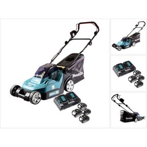 Makita DLM 432 PF4 accu grasmaaier 36 V ( 2x 18 V ) 43 cm borstelloos + 4x accu 3.0 Ah + dubbele lader