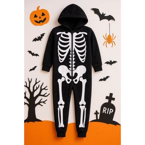 Onesie jongens meisjes - Halloween kleding- pyjama - huispak - met capuchon - 98/104
