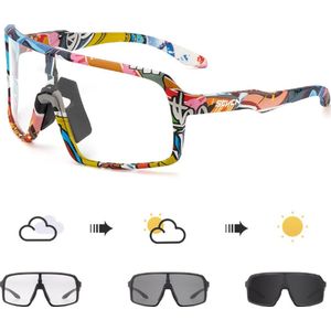SCVCN® Photochromic fietsbril voor wielrenners, mountainbikers en outdoor sports - meekleurende glazen - sport rijden fietsen buitenbril - fotochromatische fietsbril - sportbril