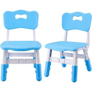 Verstelbare kinderstoelen, 3 niveaus in hoogte, duurzame stoelen binnen of buiten voor kinderen van 2-6 jaar, peuterbureaustoel voor kinderopvang, klaslokaal, thuis (2 stoelen blauw)