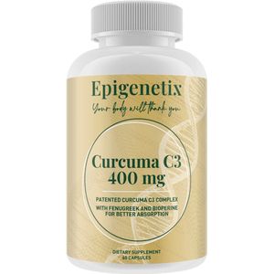 Epigenetix - Curcuma C3 400mg - 60 premium capsules - Ondersteuning van gewrichten en de immuniteit, ondersteunt vermindering van ontstekingen en oxidatieve stress, gestandaardiseerd extract van kurkuma met 95% curcuminoïden