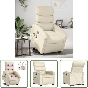 vidaXL Massagerstoel - Sta-op-stoel - Sta-op-massagestoel verstelbaar kunstleer crèmekleurig - Fauteuil - Ergonomische Stoel - Elektrisch Bedienbare Stoel