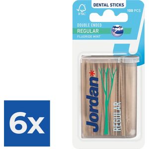 Jordan Tandenstokers - Regular - 100 stuks - Voordeelverpakking 6 stuks
