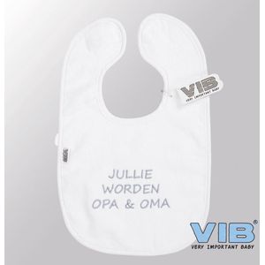 VIB® - Slabbetje Luxe velours - Jullie worden OPA & OMA (Wit) - Babykleertjes - Baby cadeau