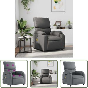 vidaXL Ergonomische Stoel - Massagestoel - Massagestoel verstelbaar kunstleer grijs - Lounge Stoel - Relaxstoel - Kunstleder Stoel