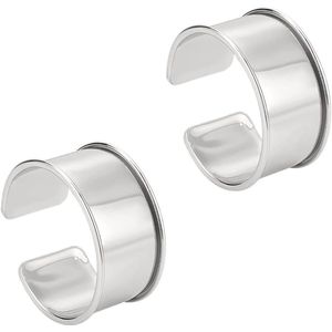 Allecto Plus - Geribbelde Armbanden Punkstijl, Manchetarmbanden van Metaal - Verstelbaar - Breed Design - Voor Edelsteen & Leer - 2 Stuks